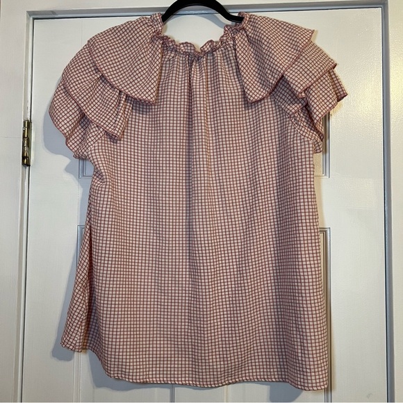 #71 NANETTE LEPORE PINK CHECKED GINGHAM STYLE TOP $58 - Picture 2 of 5